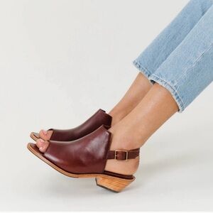 Patina by Portland sling back mule leather sandals mocha brown Sz 9.5